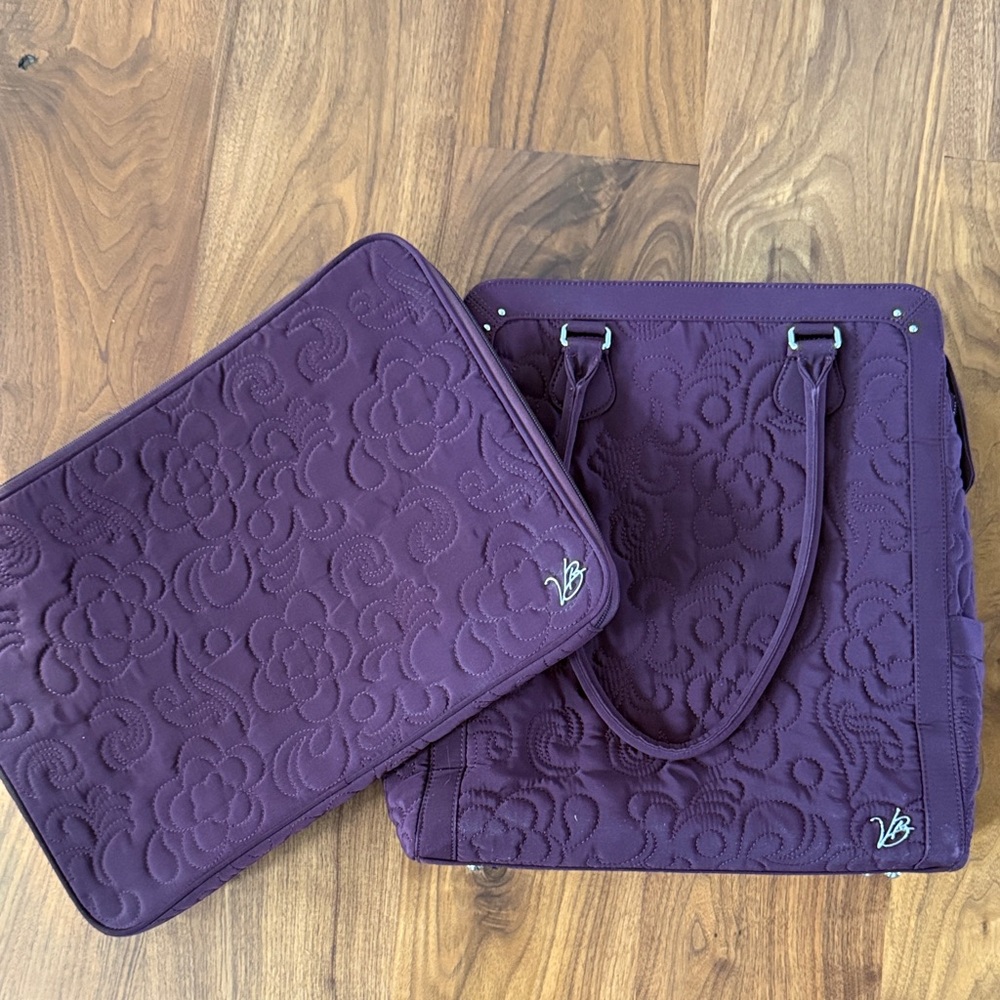 Vera Bradley Plum Quilted Bag & Laptop Case
